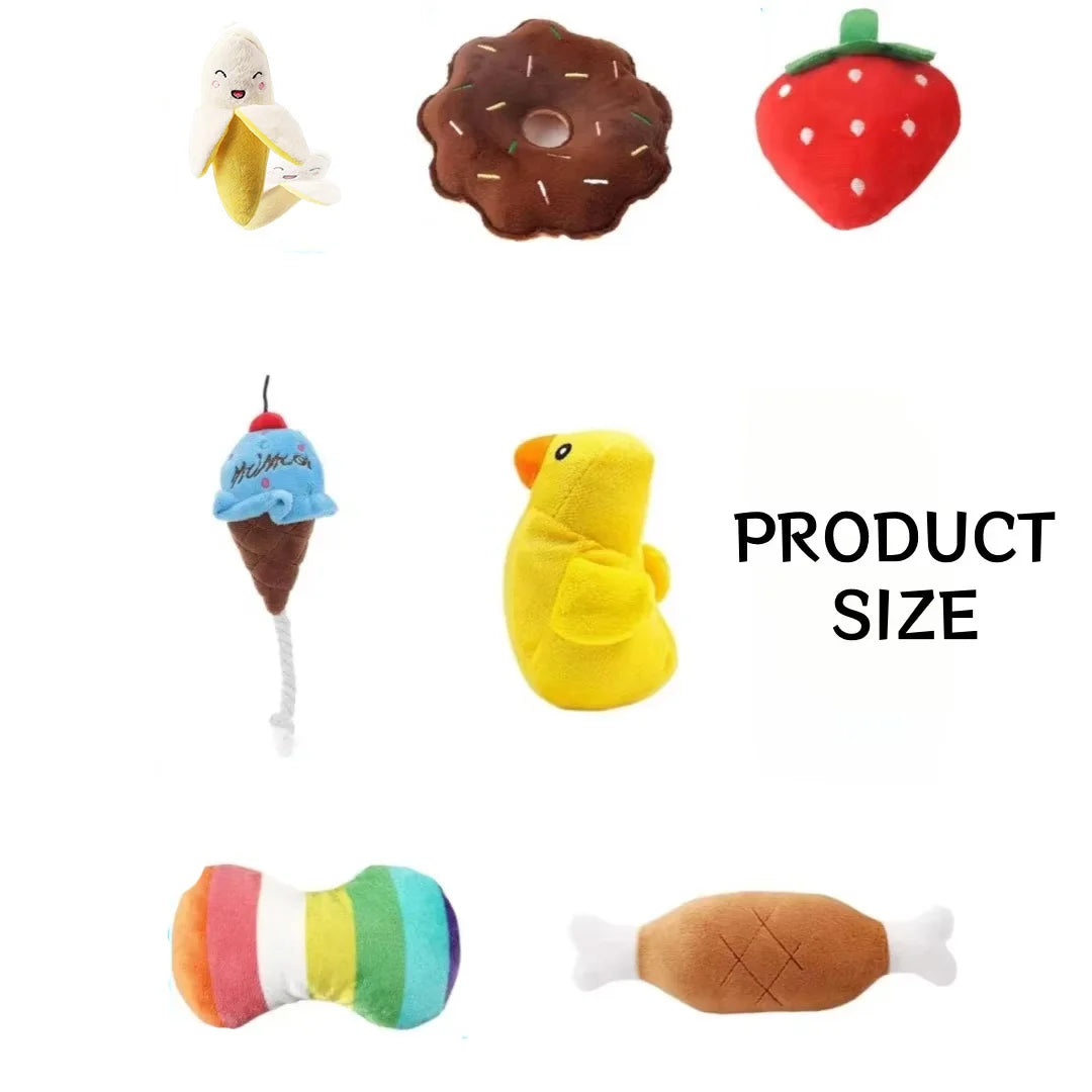 7 in 1 Pet Plush Fruit Snacks and Vegetable Puppy Toys